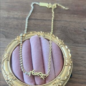 Yves Saint Laurent Gold Necklace with Crystal rhinestones YSL